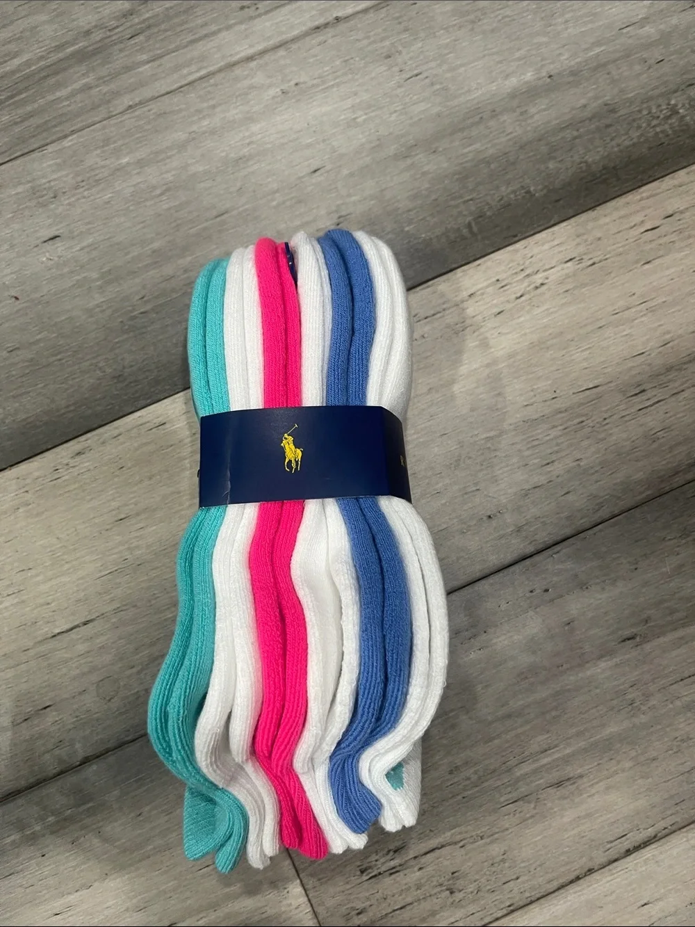 Polo by Ralph Lauren White Ankle Socks with Multicolor Logo - 6 Pack